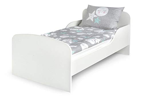 Cama Infantil de Madera 140/70 Cama Para Niños Marco de Cama Colchón Cómodo Alta Validad Vuarto de Niños Muebles Para Niños Dormitorio Blanco