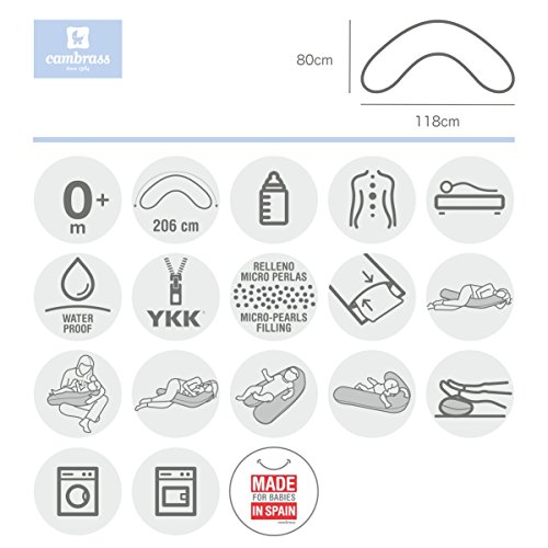 Cambrass Cojin de lactancia grande 16x118x80 cm Astra