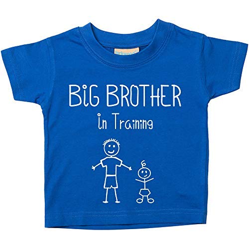 Camiseta azul “Big Brother in Training” para regalar a niños que esperan un hermano, disponible en tallas para niños de 0 a 6 meses a 14 y 15 años azul azul Talla:24-36 Months