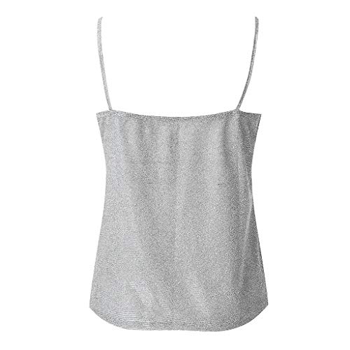 Camiseta de Tirantes para Mujer， Chaleco Lentejuelas Color sólido Cuello en v Mujeres Sexy Honda sin Tirantes sin Tirantes de Verano Blusa Fiesta Crop Tops