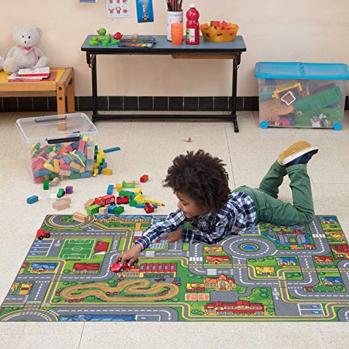 Carpet Studio Alfombra Infantil Suave al Tacto para Niño y Niña, Respaldo de látex Antideslizante, Fácil de Mantener, Sin Peligro para niños y Animales, Playcity, 95x133cm