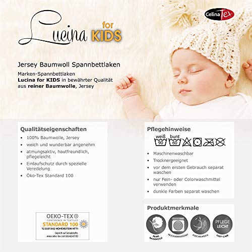 CelinaTex Lucina bebés niños sábanas Ajustables Camas para bebé Camas para niños algodón 60x120-70x140 cm Blanco Nieve