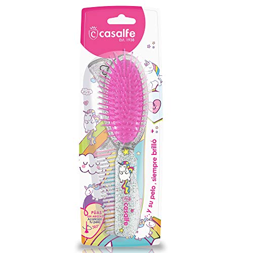 Cepillo detangler + peine Casalfe Unicornios y brilli brilli purpurina