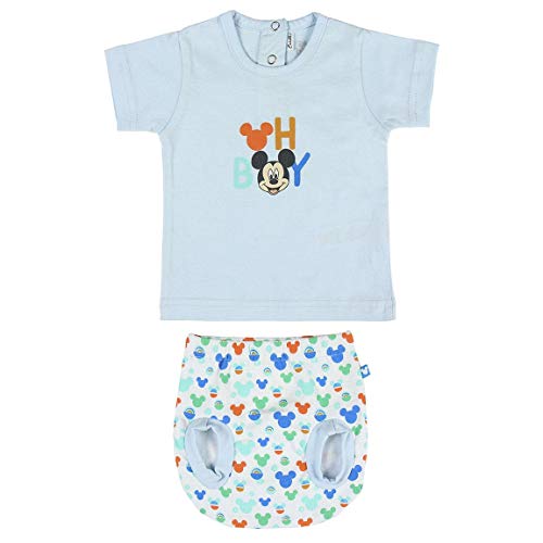 Cerdá Conjunto Ropa Disney Bebe de Mickey Mouse Juego de Pijama, Azul Claro, 1 Mes para Bebés