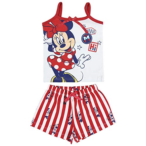 Cerdá Pijama de Minnie Mouse-Camiseta + Pantalon de Algodón Juego, Rojo, 18 Meses Unisex bebé