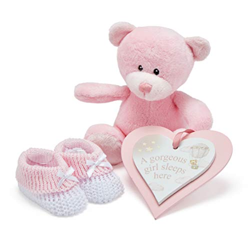 Cesta Regalo Bebé Niña Color Rosa - Con Manta de Forro Polar, Toalla con Capucha, Ropa Bebé, 2 Muselinas Bebé y Osito de Peluche