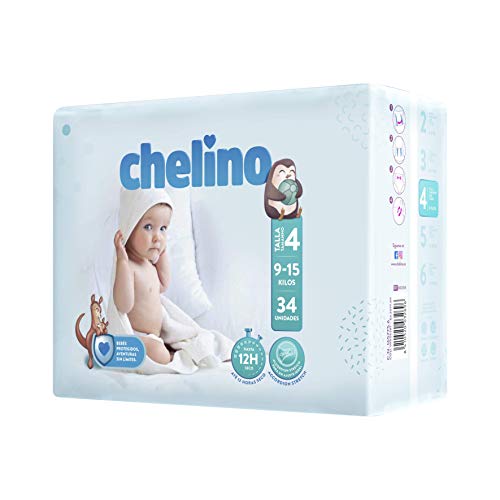 Chelino Fashion & Love - Pañales para bebés con un peso comprendido entre 9 y 15 kilos, Talla 4, pack de 34