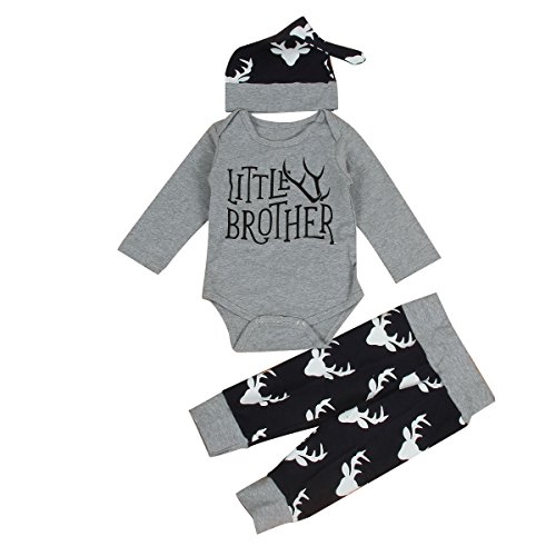 Chennie Niño recién Nacido Baby Boy Hermanos Hermanos Big Brother Little Brother Deer Romper (Color : Gray, Size : Little Bro 6-12M)