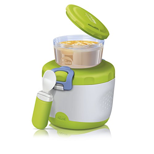 Chicco 00007659000000 Easy Meal Set Termopapilla Easy Meal 6M+, Termo 350 ml y Recipiente de 180 ml, Verde y Blanco