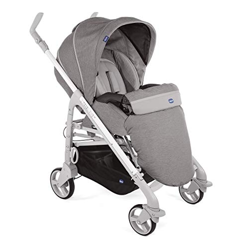 Chicco 07079821840000 Love Up - Cochecito con Capazo y Silla de Paseo. Compacto y Plegable, Edición Especial Color Gris (Titanium)/ Negro