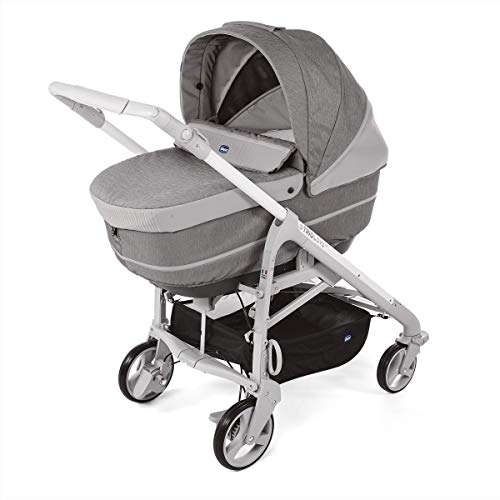 Chicco 07079821840000 Love Up - Cochecito con Capazo y Silla de Paseo. Compacto y Plegable, Edición Especial Color Gris (Titanium)/ Negro