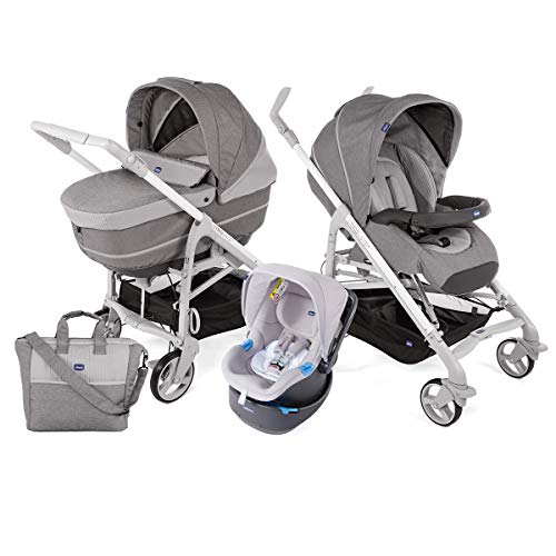 Chicco 07079821840000 Love Up - Cochecito con Capazo y Silla de Paseo. Compacto y Plegable, Edición Especial Color Gris (Titanium)/ Negro