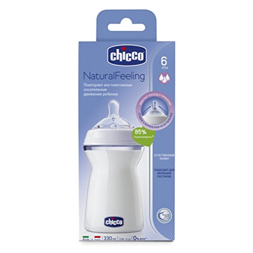 Chicco 80737000000 - Biberón de silicona, con flujo rapido, a partit de 6 meses, 330 ml, transparente