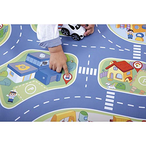 Chicco - Alfombra de juegos de coches interactiva, con luces y sonidos de la vida urbana, 110 cm, incluye coche Turbo Touch