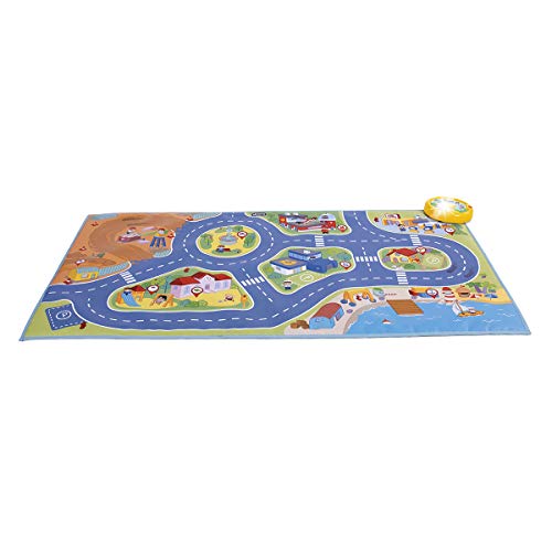 Chicco - Alfombra de juegos de coches interactiva, con luces y sonidos de la vida urbana, 110 cm, incluye coche Turbo Touch