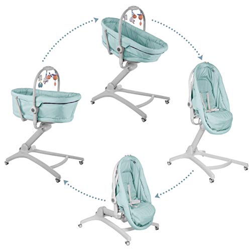 Chicco Baby Hug 4en1 Sistema Multifunción: Moisés, Hamaca, Trona y Silla, Regulable en Altura, Color Azul Turquesa (Aquarelle)