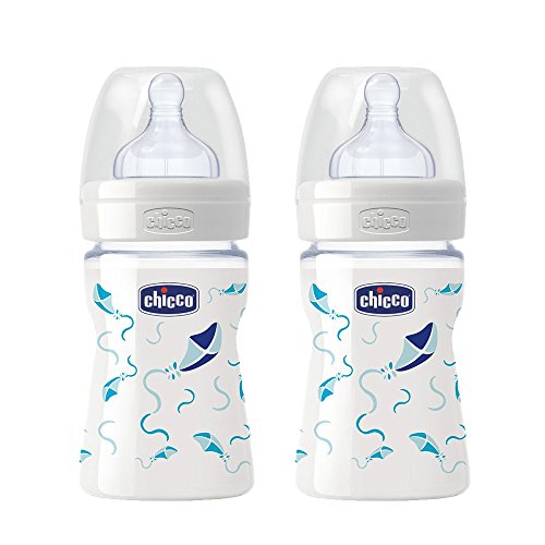 CHICCO biberones de cristal, Juego de 4 (2 x 240ml + 2 x 150ml) Fabricado en Italia