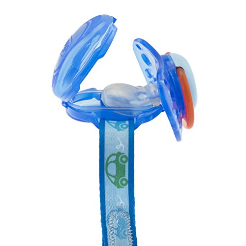 Chicco - Clip portachupete con protegechupetes integrado, color azul