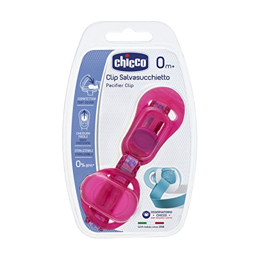 Chicco - Clip portachupete con protegechupetes integrado, color rosa