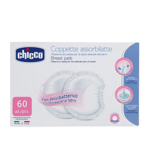 Chicco - Discos absorbentes de lactancia, evita irritaciones, grietas o mastitis, 60 unidades