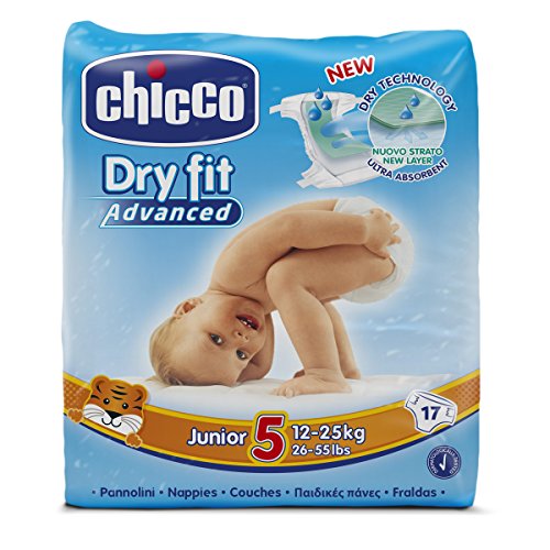 Chicco DryFit - Pack de 17 pañales ultra absorbentes, talla 5, 12-25 Kg