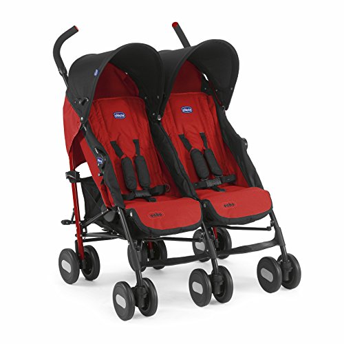 Chicco Echo Twin  Silla de paseo gemelar, ligera y compacta, color rojo