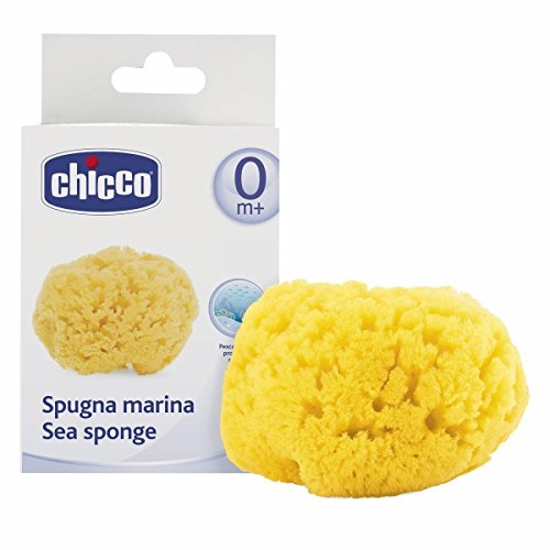 Chicco - Esponja de Baño Natural, Amarillo/Verde