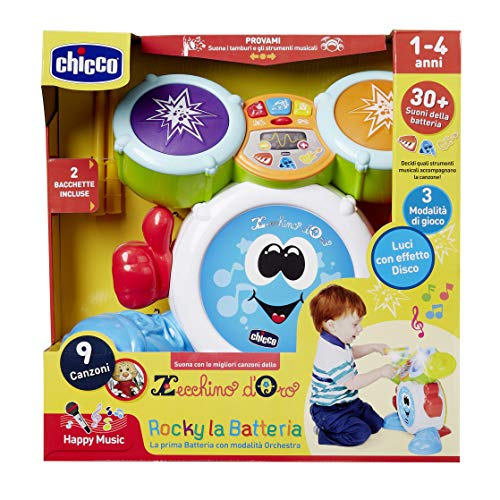 Chicco – Juego Rocky la batería, Instrumento Musical, 1 – 4 años