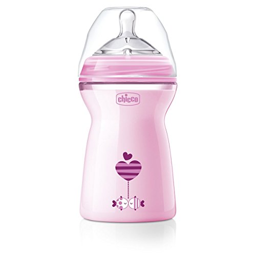 Chicco NaturalFeeling - Biberón con tetina especial para lactancia mixta, flujo rápido, 330 ml, 6 m+, rosa