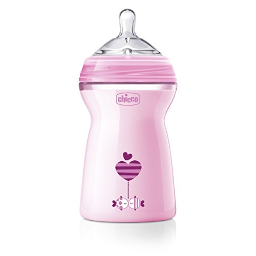 Chicco NaturalFeeling - Biberón con tetina especial para lactancia mixta, flujo rápido, 330 ml, 6 m+, rosa