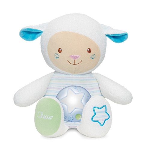 Chicco - Ovejita Dulces Nanas, suave peluche con proyector y sensor de sonido, color azul