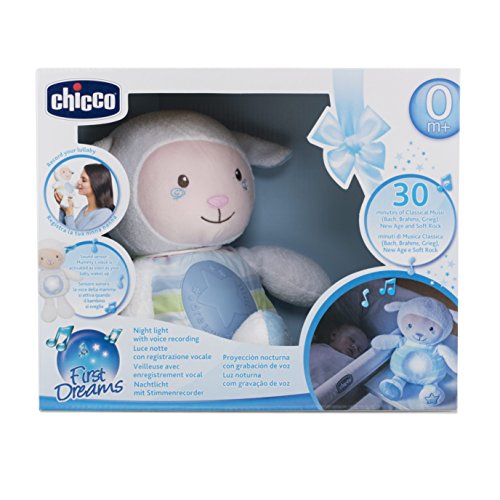 Chicco - Ovejita Dulces Nanas, suave peluche con proyector y sensor de sonido, color azul