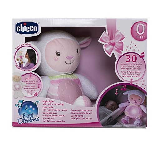 Chicco - Ovejita Dulces Nanas, suave peluche con proyector y sensor de sonido, color rosa