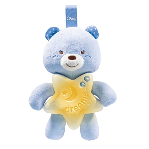 Chicco - Panel De Cuna Osito Buenas Noches, Suave Osito De Peluche Con Luces Y Melodías, Color Azul