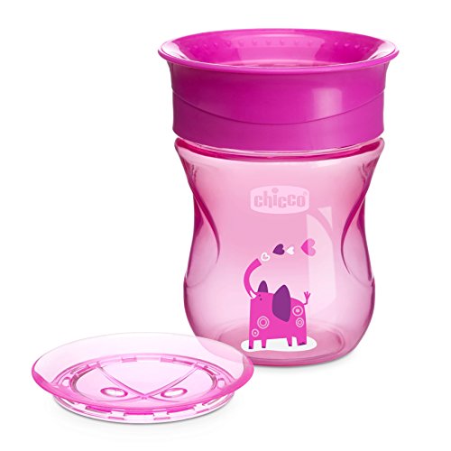 Chicco Perfect 360 - Vaso con membrana de silicona anti goteó, color rosa