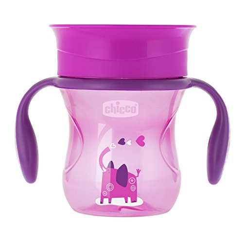 Chicco Perfect 360 - Vaso con membrana de silicona anti goteó, color rosa