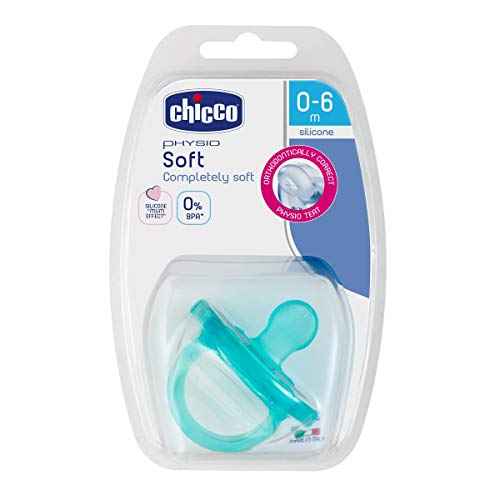 Chicco Phisio Soft - Chupete todo goma de silicona para 0-6 meses, color azul