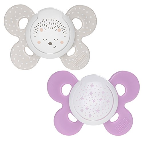 Chicco Physio Comfort - Pack de 2 chupetes de silicona 16-36 m, color rosa (diseños surtidos)