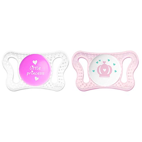 Chicco Physio Micrò - Pack de dos chupetes de silicona recién nacido 0-2 meses, modelos aleatorios, color rosa