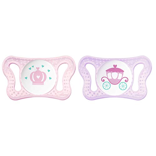 Chicco Physio Micrò - Pack de dos chupetes de silicona recién nacido 0-2 meses, modelos aleatorios, color rosa