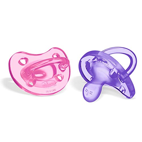 Chicco Physio Soft - Pack de 2 Chupetes de Silicona, 16-36 m, Color Rosa/Morado