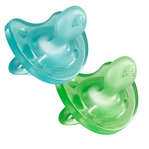 Chicco Physio Soft, Pack de 2 Chupetes de Silicona, 6-16m, Azul/Verde