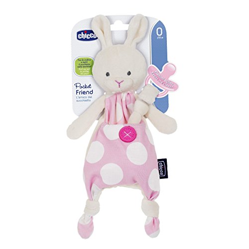 Chicco Pocket Friend - Guarda chupetes de peluche con bolsillo, rosa