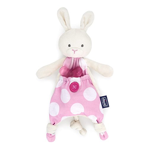 Chicco Pocket Friend - Guarda chupetes de peluche con bolsillo, rosa