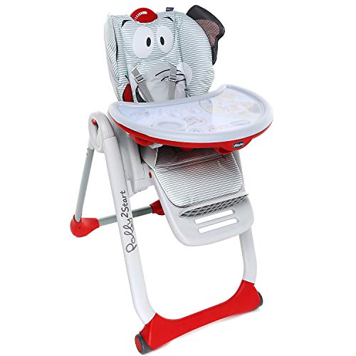 Chicco Polly 2 Start Trona y hamaca transformable y compacta, con 4 ruedas y freno, de 0 a 3 años, diseño elefante gris (Baby Elephant)