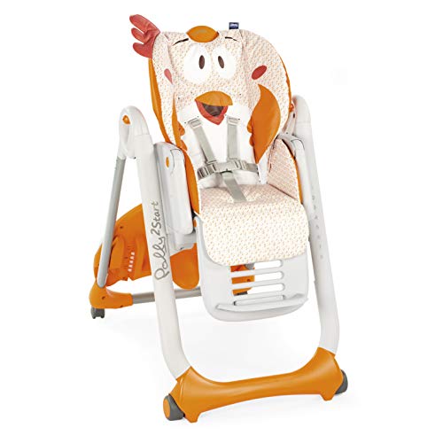 Chicco Polly 2 Start Trona y hamaca transformable y compacta, con 4 ruedas y freno, de 0 a 3 años, diseño gallina naranja (Fancy Chicken)