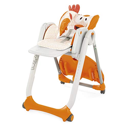 Chicco Polly 2 Start Trona y hamaca transformable y compacta, con 4 ruedas y freno, de 0 a 3 años, diseño gallina naranja (Fancy Chicken)