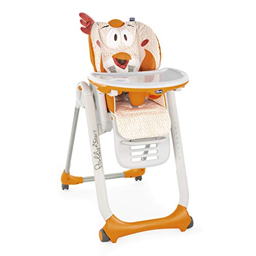 Chicco Polly 2 Start Trona y hamaca transformable y compacta, con 4 ruedas y freno, de 0 a 3 años, diseño gallina naranja (Fancy Chicken)