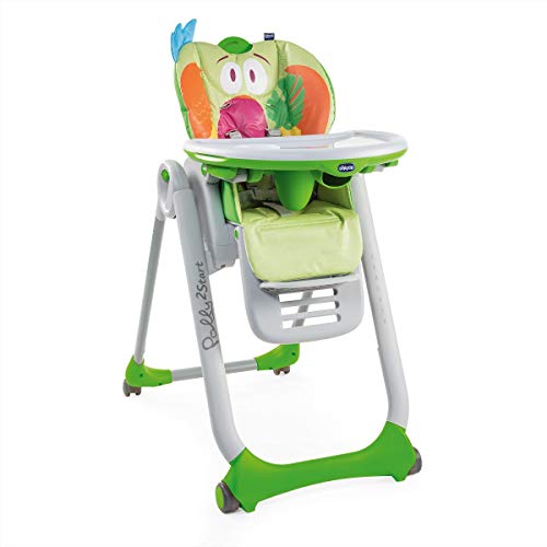 Chicco Polly 2 Start Trona y hamaca transformable y compacta, con 4 ruedas y freno, de 0 a 3 años, diseño loro verde (Parrot)