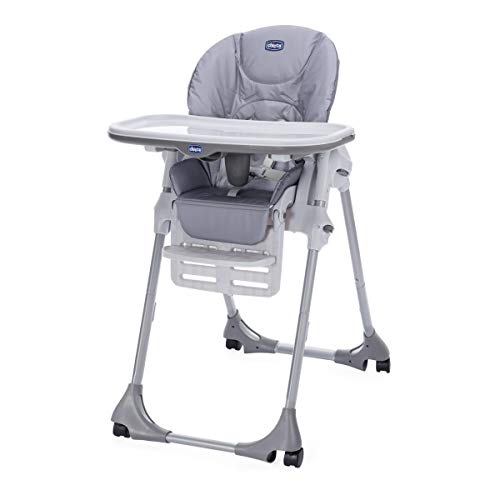 Chicco Polly Easy - Trona amplia, compacta y sencilla, 4 ruedas, para niños de 6 meses a 3 años, color gris (Nature)